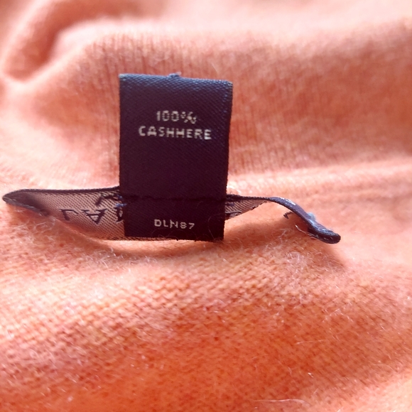 Lands' End peachy orange cashmere collar sweater size Medium - Picture 7 of 7